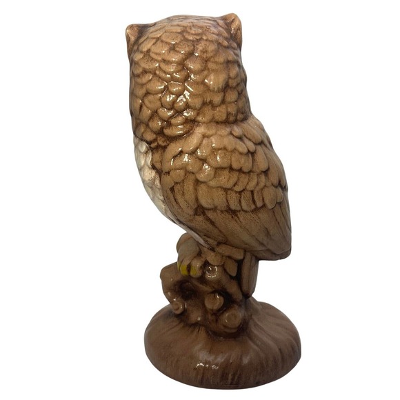 Vintage 1970s Cottagecore Ceramic Brown Owl Figurine - Picture 3 of 5